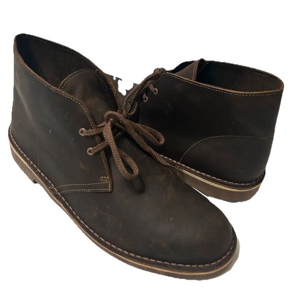 CLARKS Bushacre 2 Beeswax Mens 10.5M Ankle Boots Brown Leather Desert Chukka - Picture 3 of 10
